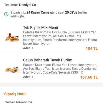 Trendyol Yemek Trendyol Yemeğin Siparişi Eksik Getirmesi