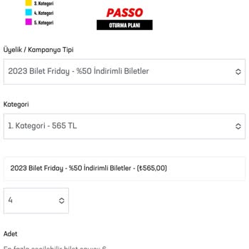Passo Etkinlik Bileti Ücret Farkı