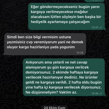 Sy Organizasyon Siparişim Gelmedi Ve Param İade Edilmedi