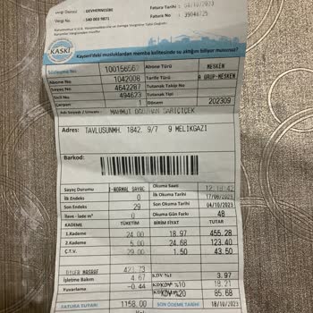Kayseri Büyükşehir Belediyesi Aşırı Fatura Bedelleriyle Başım Dertte!