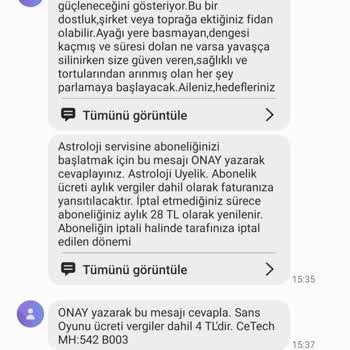 Vodafone Kendi Kendine Aylık 60 TL'ye Astroloji Servisi Satmış
