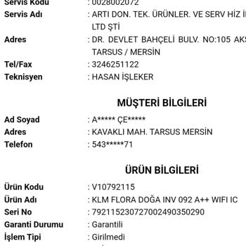 Vestel Sıfır Klima Arızalı Çıktı Ses Yapıyor