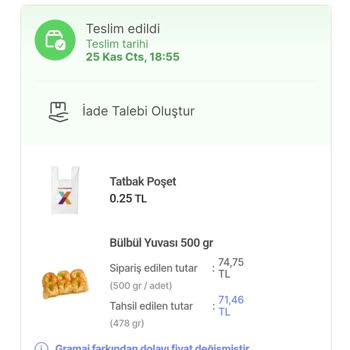 Hepsiburada Market Sipariş Teslim Edilmedi.