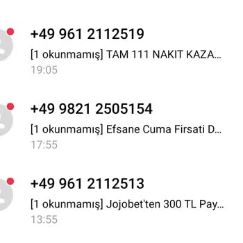 Vodafone +49 Yasaklı Kumar Sitesi SMS Şikayeti