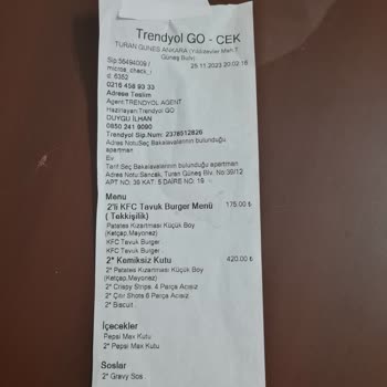 Trendyol GO İle KFC'ye Sipariş