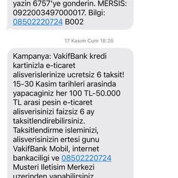 VakıfBank'ın Attığı Yanıltıcı Mesaj Mağduruyum