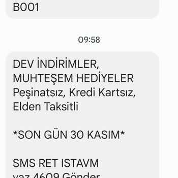 İstanbul AVM İstenmeyen Reklam Mesajı