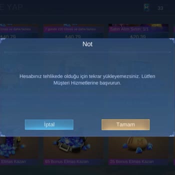 Mobile Legends Elmas Yüklemesi Yapamıyorum