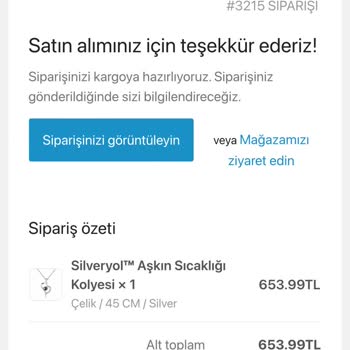 Silveryol Ürün Gelmiyor Sipariş Verdim