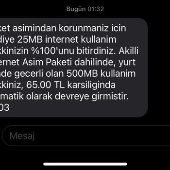 Vodafone Habersiz İnternet Aşım Paketi