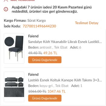 Trendyol Anlaşmalı Kargo Tarafından Yanlış Gönderim