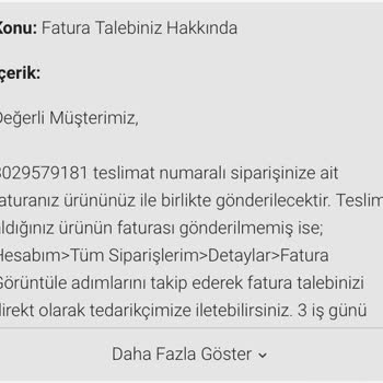 Trendyol Öğrenci Teknolojik Destek İçin Faturayı Düzenlememesi