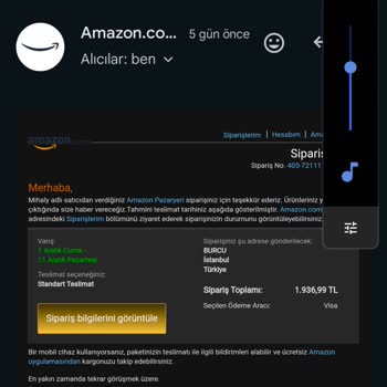 Amozon.com.tr Siparişim Gözükmüyor.