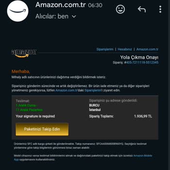 Amozon.com.tr Siparişim Gözükmüyor.