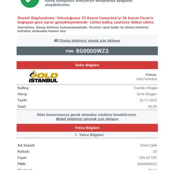 Gold İstanbul İstanbul-İzmir Yolculuğumda Beklenmedik Gecikme