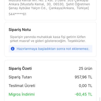 Migros Hemen'de Kesilen Fatura Hatası
