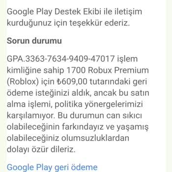 Google Play Para İade Talebi