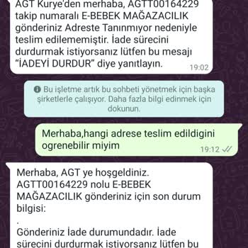 AGT Kurye Kargomu Adreste Tanınmıyor Mesajı Göndererek Getirmedi