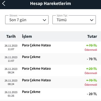 Misli Para Çekme Hatası