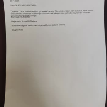 Colin's Mağazası Hatalı Ürün