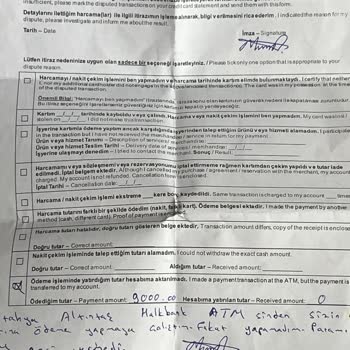 Garanti BBVA Harcama İtiraz Formu Ve ATM Para Sıkışması