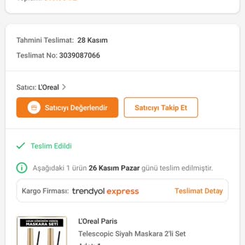 Loreal Eksik Ürün Gönderdi