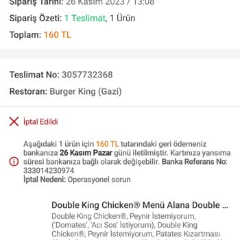 Trendyol Yemek Sipariş İptalini Geç Yapmaları