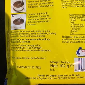 Dr. Oetker Çikolatalı Sosun Bozuk Çıkması