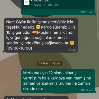 Nare Giyim Sipariş Teslim Etmeme