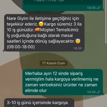 Nare Giyim Sipariş Teslim Etmeme