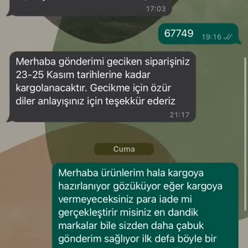 Nare Giyim Sipariş Teslim Etmeme
