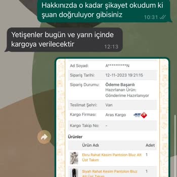Nare Giyim Sipariş Teslim Etmeme