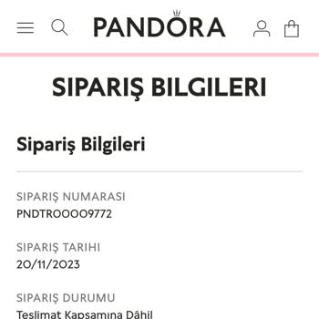 Pandora Mücevher Siparişimi Göndermiyorlar Cevap Alamıyorum.!
