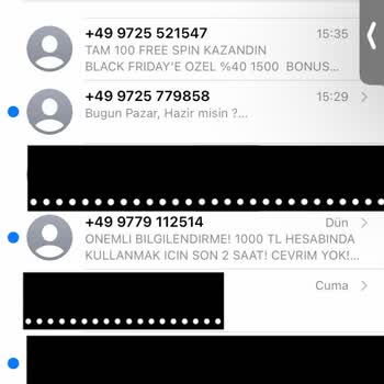 Vodafone +49lu Yabancı Numaralardan Gelen SMS'ler