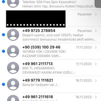 Vodafone +49lu Yabancı Numaralardan Gelen SMS'ler