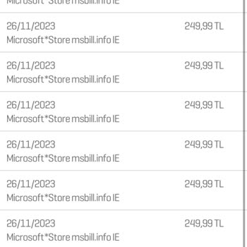 Microsoft*Store Msbill. İnfo K. Kartımdan İzinsiz Para Çekilmiş