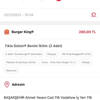 Tıkla Gelsin Ve Burger King'den Gelmeyen Sipariş