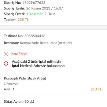 Trendyol Yemek Teslimatının Yapılmayıp Ücret İadesi Yapılmaması