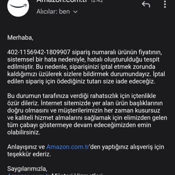 Amazon Siparişi İptal Etmesi