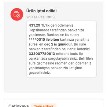 Hepsiburada İptal Edilen Ürün