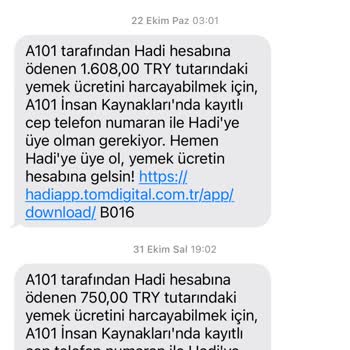 Hadi TOM Pay A101 Personel Şifre Talebi