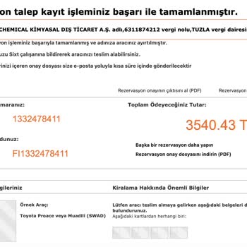 Sixt Rent A Car-ARAÇ Teslim