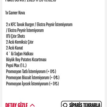 KFC Siparişim 1 Saattir Gelmedi