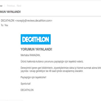 Decathlon Ürün Yorumumu Yayımlamıyor