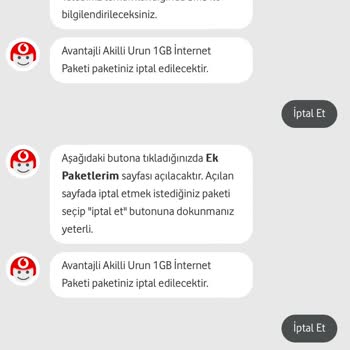 Vodafone Akıllı Cihaz Ve Aksesuar İçin Tanımlı Ek Paketlerinin İptali.
