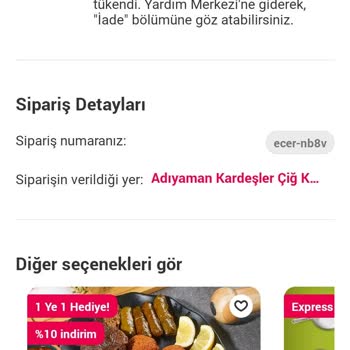 Yemeksepeti İptal Teslim Edilmeyen Ürün