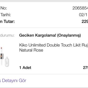 Kiko Milano Kiko Ürünümü Kargolamıyor