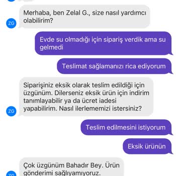 Getir Eksik Ürünün Gönderilmemesi