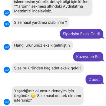 Getir Eksik Ürünün Gönderilmemesi