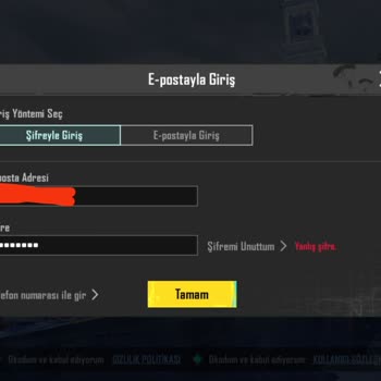 Oyun Hanem PUBG Mobile Hesap Yanlış Şifre